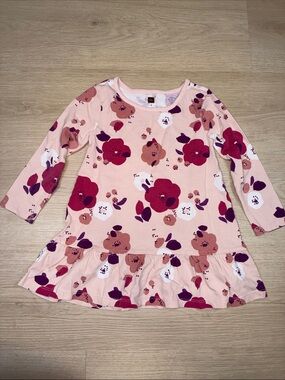 Tea Collection Pink Floral Ruffle-Hem Long sleeve top